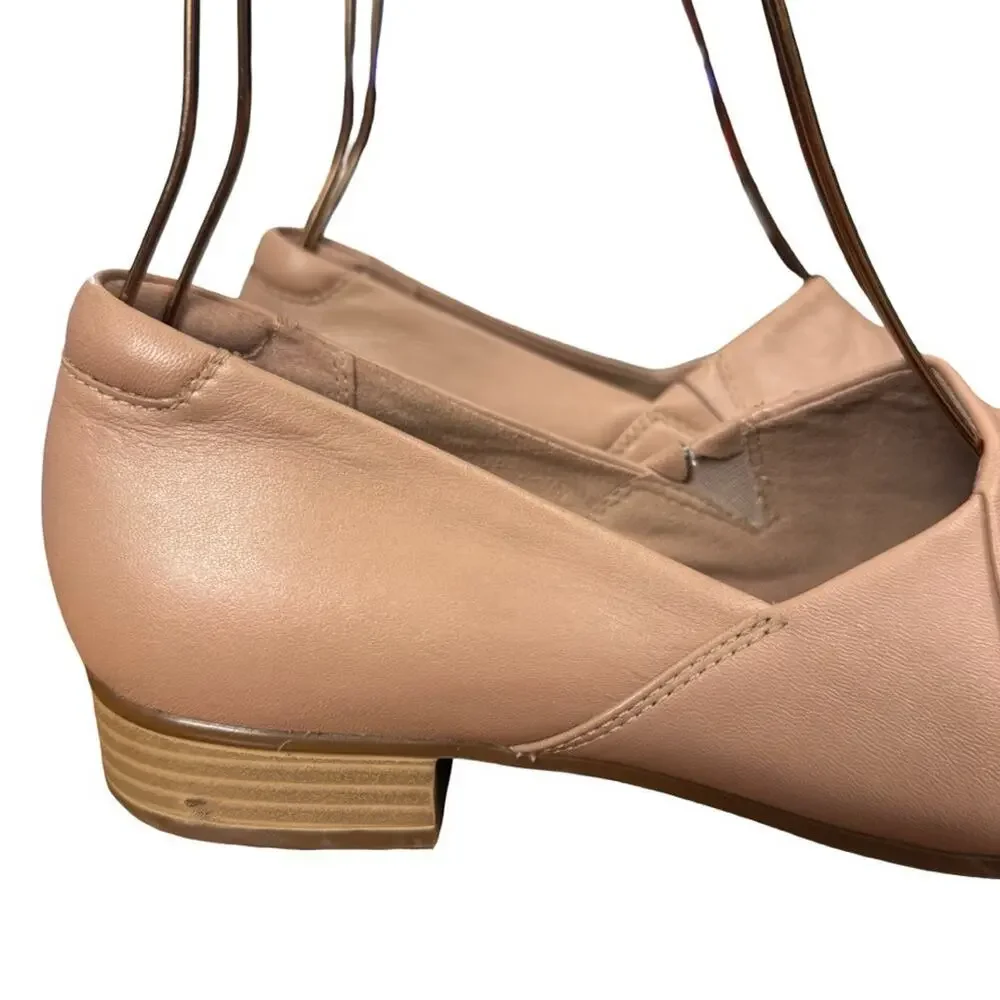 Clarks Juliet Palm Blush Pink Leather Loafers Slip On Block Low Heel Shoes 8.5